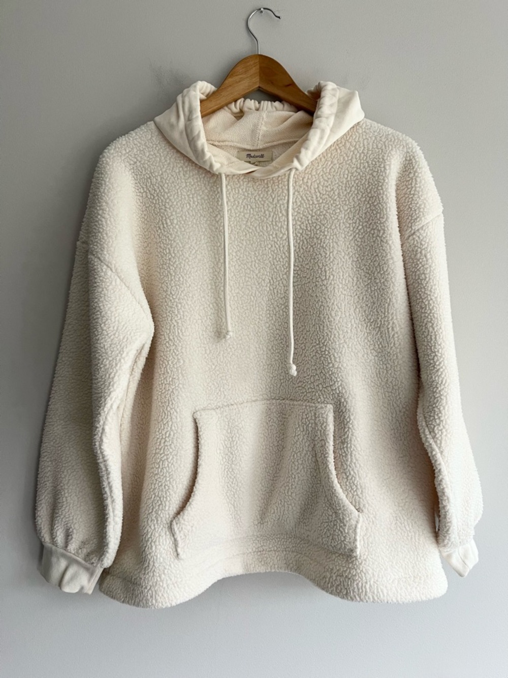 Madewell Cream Re(sourced) Fleece Sherpa Pullover Hoodie Medium